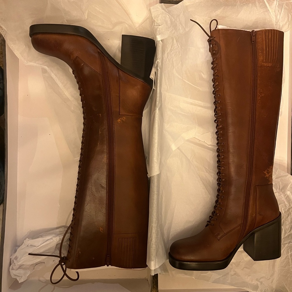Jeffrey Campbell Brown Lace Up Boots
